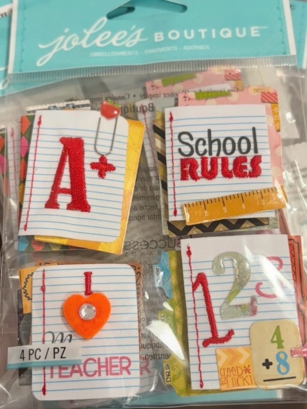 Jolee's Boutique School Embellishment Pack 4 pc / scrapbooking